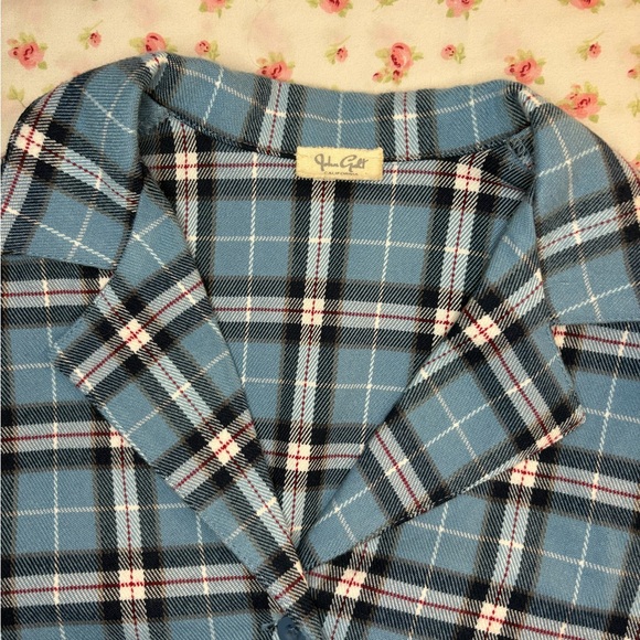 Brandy Melville Blue Plaid Short Sleeve Top - Picture 2 of 2